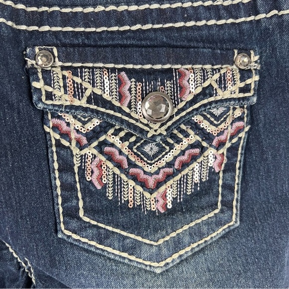 Faded Glory Vintage 90s Jeans Heavily Embellished Blinged Pockets Size 8 Boot - Picture 1 of 16